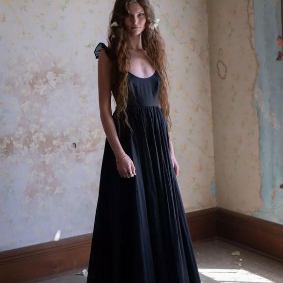 Selkie Caviar Penny Lane Black Maxi Sundress Sleeveless Scoop Neck NWOT - Picture 3 of 13